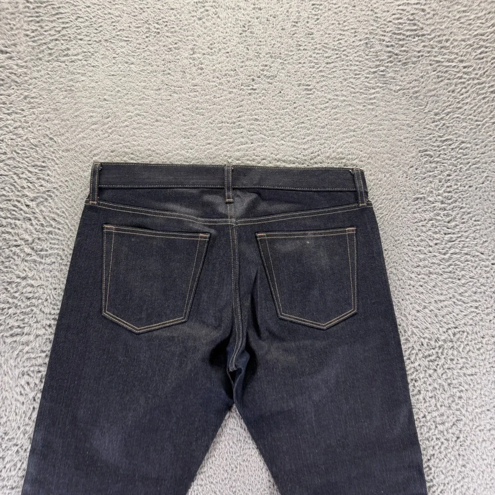 Uniqlo Jeans Men's 34x31 Black Cotton Denim Straight Dark Wash Workwear Stretch